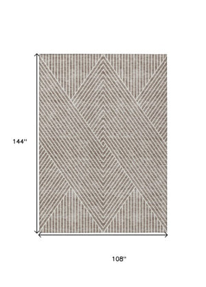 Homeroots 3' X 5' Stylish Geometric Washable Area Rug For Indoor And Outdoor Spaces - Durable & Versatile Design Taupe Polyester 612152