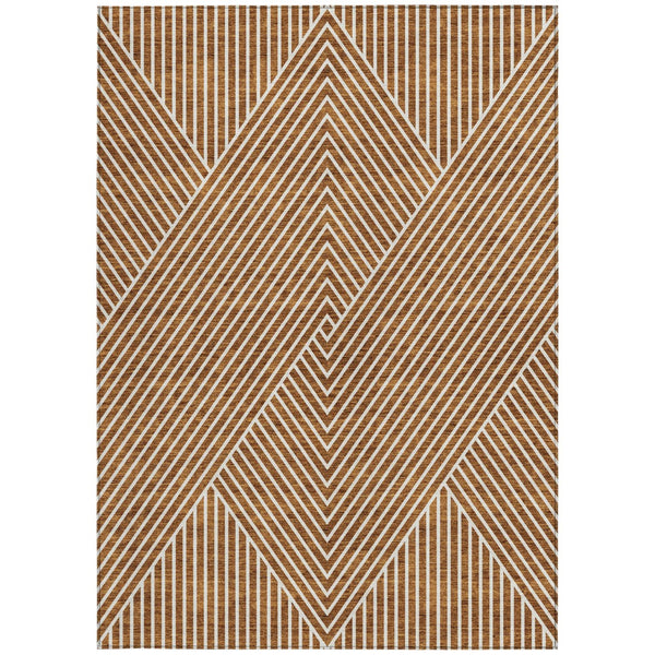 Homeroots 3' X 5' Stylish Geometric Washable Area Rug For Indoor And Outdoor Spaces - Durable & Versatile Design Terra Cotta Polyester 612154