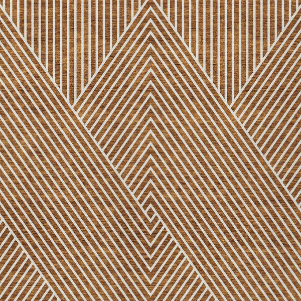 Homeroots 3' X 5' Stylish Geometric Washable Area Rug For Indoor And Outdoor Spaces - Durable & Versatile Design Terra Cotta Polyester 612155