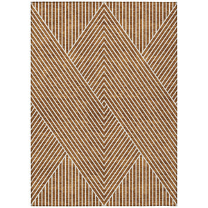 Homeroots 3' X 5' Stylish Geometric Washable Area Rug For Indoor And Outdoor Spaces - Durable & Versatile Design Terra Cotta Polyester 612155