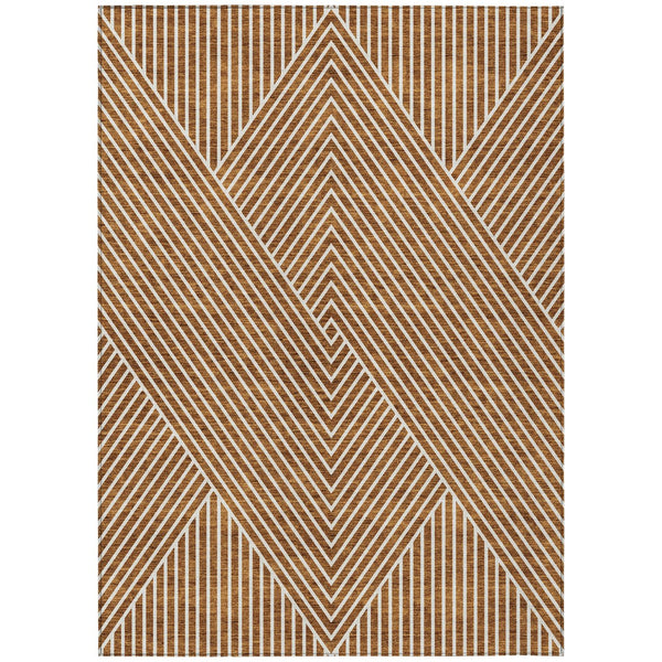 Homeroots 3' X 5' Stylish Geometric Washable Area Rug For Indoor And Outdoor Spaces - Durable & Versatile Design Terra Cotta Polyester 612155