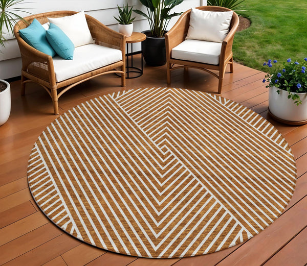 Homeroots 3' X 5' Stylish Geometric Washable Area Rug For Indoor And Outdoor Spaces - Durable & Versatile Design Terra Cotta Polyester 612156