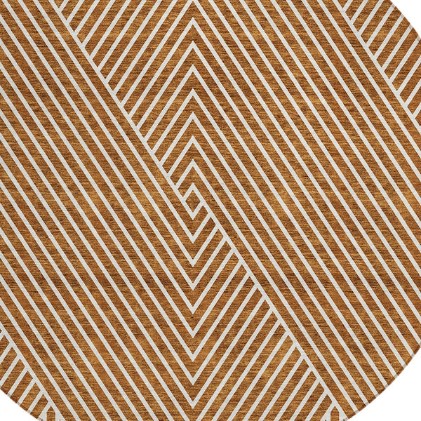 Homeroots 3' X 5' Stylish Geometric Washable Area Rug For Indoor And Outdoor Spaces - Durable & Versatile Design Terra Cotta Polyester 612156
