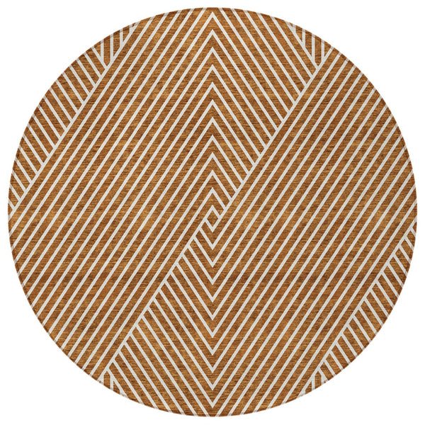 Homeroots 3' X 5' Stylish Geometric Washable Area Rug For Indoor And Outdoor Spaces - Durable & Versatile Design Terra Cotta Polyester 612156