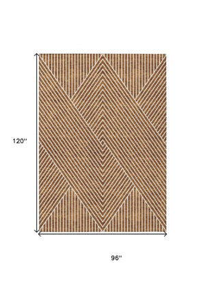 Homeroots 3' X 5' Stylish Geometric Washable Area Rug For Indoor And Outdoor Spaces - Durable & Versatile Design Terra Cotta Polyester 612157