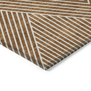 Homeroots 3' X 5' Stylish Geometric Washable Area Rug For Indoor And Outdoor Spaces - Durable & Versatile Design Terra Cotta Polyester 612157