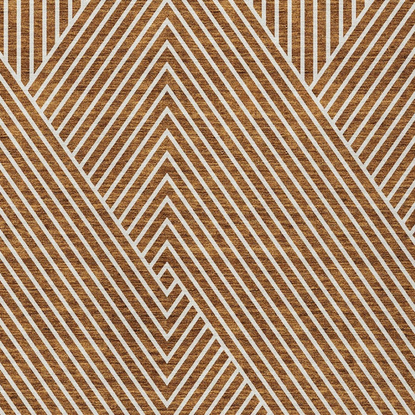 Homeroots 3' X 5' Stylish Geometric Washable Area Rug For Indoor And Outdoor Spaces - Durable & Versatile Design Terra Cotta Polyester 612157