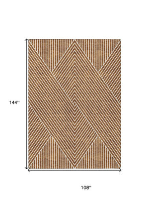 Homeroots 3' X 5' Stylish Geometric Washable Area Rug For Indoor And Outdoor Spaces - Durable & Versatile Design Terra Cotta Polyester 612158