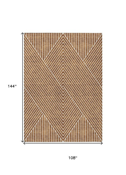 Homeroots 3' X 5' Stylish Geometric Washable Area Rug For Indoor And Outdoor Spaces - Durable & Versatile Design Terra Cotta Polyester 612158