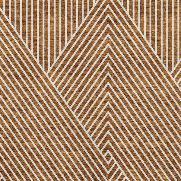 Homeroots 3' X 5' Stylish Geometric Washable Area Rug For Indoor And Outdoor Spaces - Durable & Versatile Design Terra Cotta Polyester 612158
