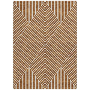 Homeroots 3' X 5' Stylish Geometric Washable Area Rug For Indoor And Outdoor Spaces - Durable & Versatile Design Terra Cotta Polyester 612159