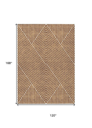 Homeroots 3' X 5' Stylish Geometric Washable Area Rug For Indoor And Outdoor Spaces - Durable & Versatile Design Terra Cotta Polyester 612159