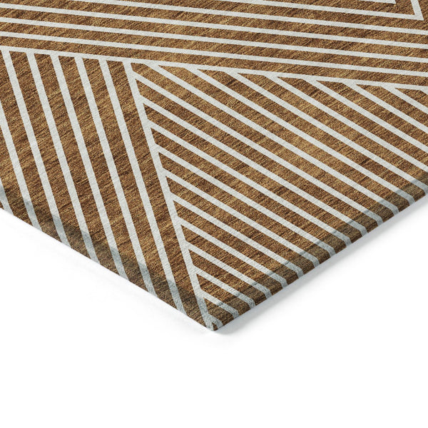 Homeroots 3' X 5' Stylish Geometric Washable Area Rug For Indoor And Outdoor Spaces - Durable & Versatile Design Terra Cotta Polyester 612159