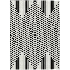 HomeRoots 9' Modern White and Black Geometric Washable Area Rug - Stylish Indoor/Outdoor Design for Any Space 612164