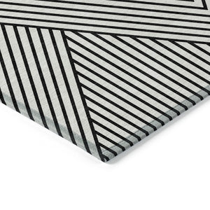 HomeRoots 5' Modern Black and White Geometric Washable Area Rug for Indoor and Outdoor Spaces, Durable Design 10' X 14' 612165