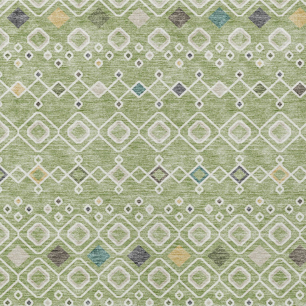 Homeroots 3' X 5' Southwestern Washable Indoor Outdoor Area Rug - Durable, Stylish, Stain Resistant Design Sage Polyester 612166