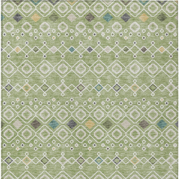 Homeroots 3' X 5' Southwestern Washable Indoor Outdoor Area Rug - Durable, Stylish, Stain Resistant Design Sage Polyester 612167