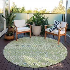 Homeroots 3' X 5' Southwestern Washable Indoor Outdoor Area Rug - Durable, Stylish, Stain Resistant Design Sage Polyester 612168
