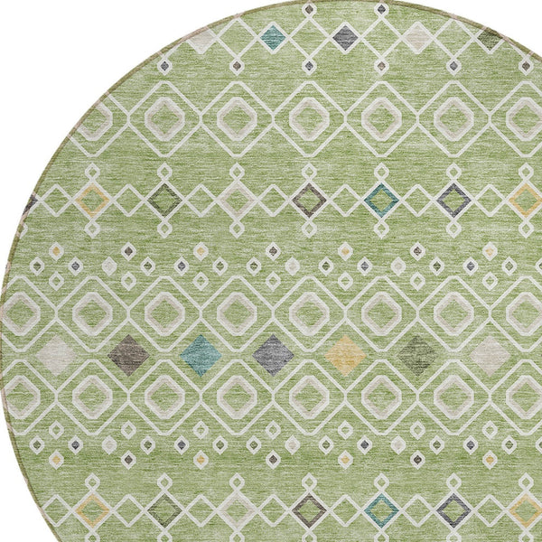 Homeroots 3' X 5' Southwestern Washable Indoor Outdoor Area Rug - Durable, Stylish, Stain Resistant Design Sage Polyester 612168