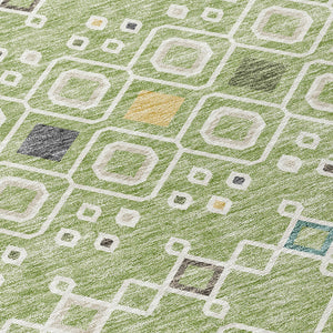 Homeroots 3' X 5' Southwestern Washable Indoor Outdoor Area Rug - Durable, Stylish, Stain Resistant Design Sage Polyester 612168