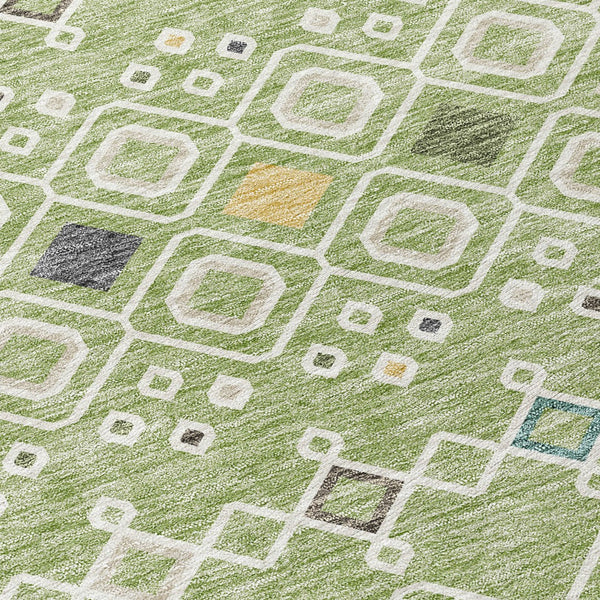 Homeroots 3' X 5' Southwestern Washable Indoor Outdoor Area Rug - Durable, Stylish, Stain Resistant Design Sage Polyester 612168