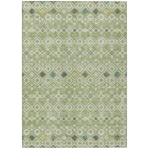 HomeRoots 5' Geometric Sage, Ivory & Teal Blue Indoor Outdoor Area Rug – Durable, Washable & Stylish Decor 8' X 10' 612169