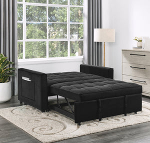 English Elm Velvet Convertible Sleeper Loveseat with Plush Tufting, Built-In Side Pockets & Sturdy Legs for Guests B016P392818