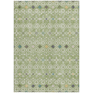 Homeroots 3' X 5' Southwestern Washable Indoor Outdoor Area Rug - Durable, Stylish, Stain Resistant Design Sage Polyester 612170