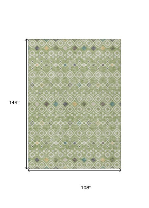 Homeroots 3' X 5' Southwestern Washable Indoor Outdoor Area Rug - Durable, Stylish, Stain Resistant Design Sage Polyester 612170