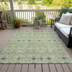 Homeroots 3' X 5' Southwestern Washable Indoor Outdoor Area Rug - Durable, Stylish, Stain Resistant Design Sage Polyester 612170