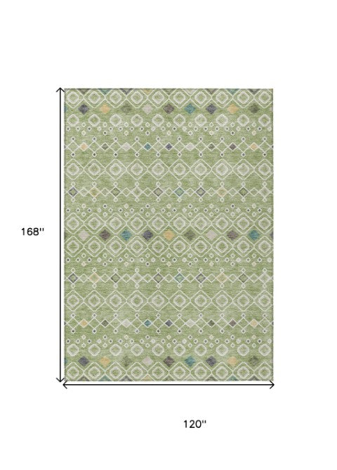 Homeroots 3' X 5' Southwestern Washable Indoor Outdoor Area Rug - Durable, Stylish, Stain Resistant Design Sage Polyester 612171