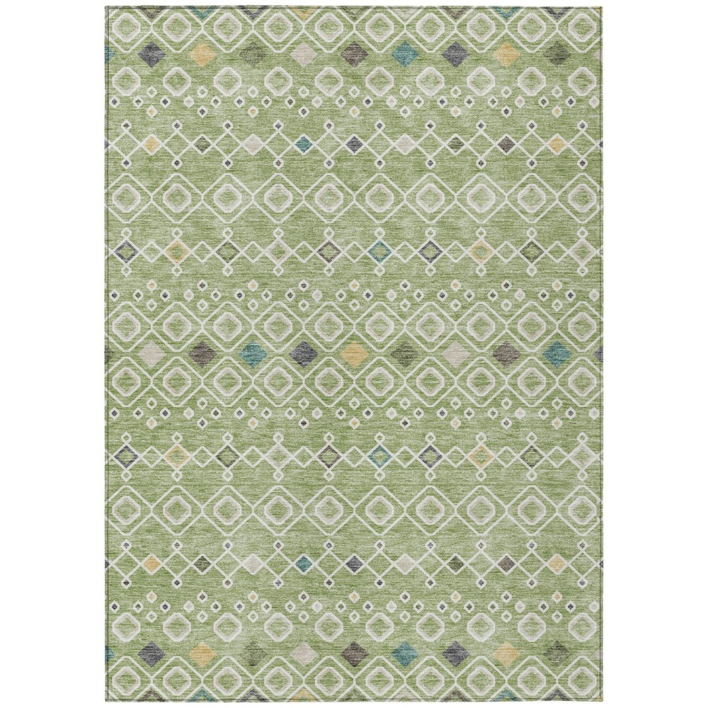 HomeRoots 5' Geometric Sage, Ivory & Teal Blue Indoor Outdoor Area Rug – Durable, Washable & Stylish Decor 10' X 14' 612171