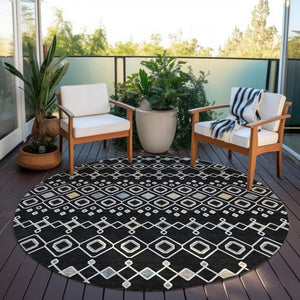 Homeroots 3' X 5' Southwestern Washable Indoor Outdoor Area Rug - Durable, Stylish, Stain Resistant Design Black Polyester 612174