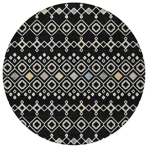Homeroots 3' X 5' Southwestern Washable Indoor Outdoor Area Rug - Durable, Stylish, Stain Resistant Design Black Polyester 612174