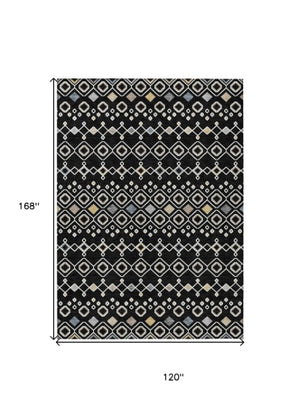 Homeroots 3' X 5' Southwestern Washable Indoor Outdoor Area Rug - Durable, Stylish, Stain Resistant Design Black Polyester 612177