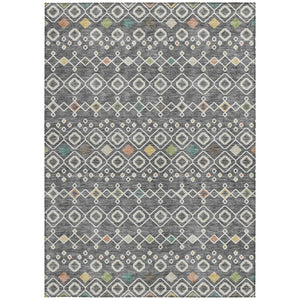 Homeroots 3' X 5' Southwestern Washable Indoor Outdoor Area Rug - Durable, Stylish, Stain Resistant Design Gray Polyester 612178