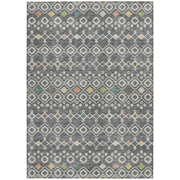 Homeroots 3' X 5' Southwestern Washable Indoor Outdoor Area Rug - Durable, Stylish, Stain Resistant Design Gray Polyester 612178