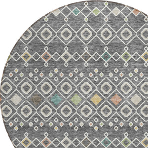 Homeroots 3' X 5' Southwestern Washable Indoor Outdoor Area Rug - Durable, Stylish, Stain Resistant Design Gray Polyester 612180