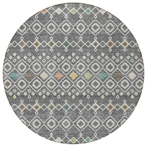 Homeroots 3' X 5' Southwestern Washable Indoor Outdoor Area Rug - Durable, Stylish, Stain Resistant Design Gray Polyester 612180