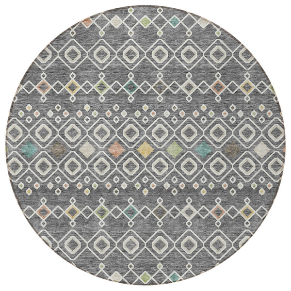Homeroots 3' X 5' Southwestern Washable Indoor Outdoor Area Rug - Durable, Stylish, Stain Resistant Design Gray Polyester 612180