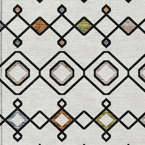 Homeroots 3' X 5' Southwestern Washable Indoor Outdoor Area Rug - Durable, Stylish, Stain Resistant Design Ivory Polyester 612185