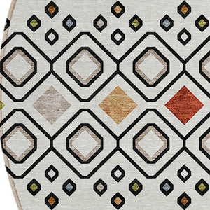 Homeroots 3' X 5' Southwestern Washable Indoor Outdoor Area Rug - Durable, Stylish, Stain Resistant Design Ivory Polyester 612186