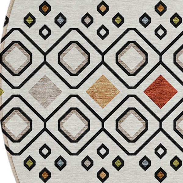 Homeroots 3' X 5' Southwestern Washable Indoor Outdoor Area Rug - Durable, Stylish, Stain Resistant Design Ivory Polyester 612186