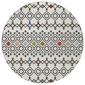 Homeroots 3' X 5' Southwestern Washable Indoor Outdoor Area Rug - Durable, Stylish, Stain Resistant Design Ivory Polyester 612186