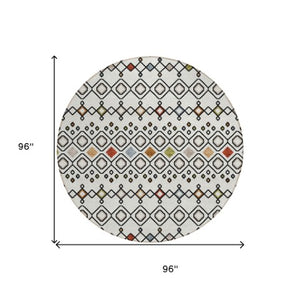 Homeroots 3' X 5' Southwestern Washable Indoor Outdoor Area Rug - Durable, Stylish, Stain Resistant Design Ivory Polyester 612186