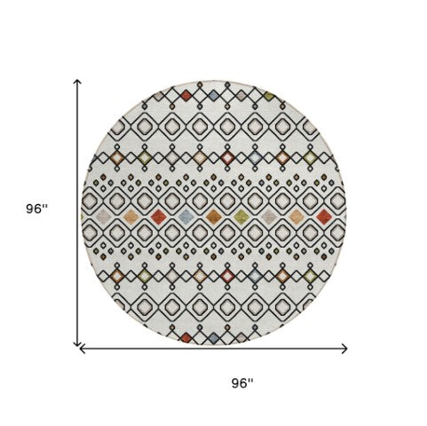 Homeroots 3' X 5' Southwestern Washable Indoor Outdoor Area Rug - Durable, Stylish, Stain Resistant Design Ivory Polyester 612186