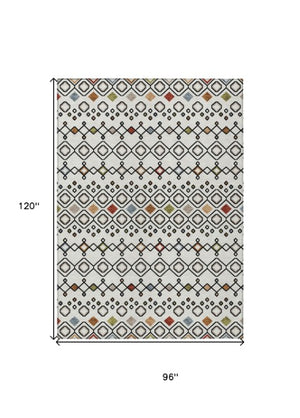 Homeroots 3' X 5' Southwestern Washable Indoor Outdoor Area Rug - Durable, Stylish, Stain Resistant Design Ivory Polyester 612187