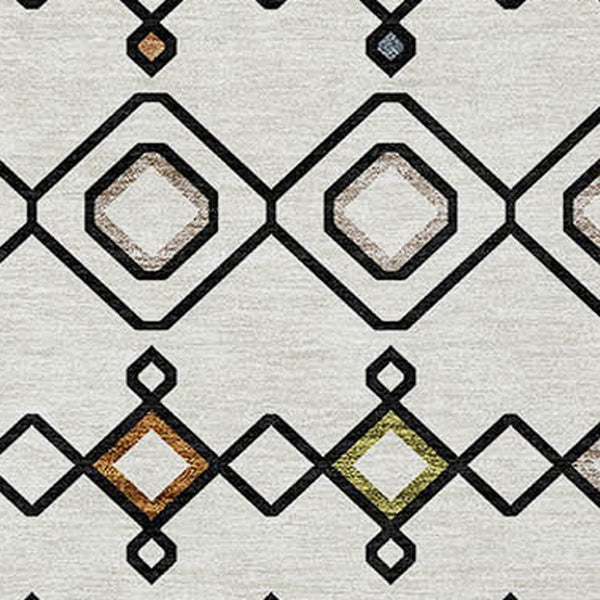 Homeroots 3' X 5' Southwestern Washable Indoor Outdoor Area Rug - Durable, Stylish, Stain Resistant Design Ivory Polyester 612187