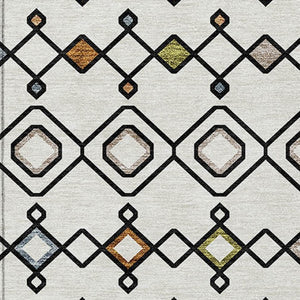 Homeroots 3' X 5' Southwestern Washable Indoor Outdoor Area Rug - Durable, Stylish, Stain Resistant Design Ivory Polyester 612188