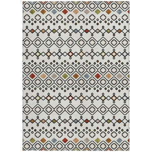 Homeroots 3' X 5' Southwestern Washable Indoor Outdoor Area Rug - Durable, Stylish, Stain Resistant Design Ivory Polyester 612189